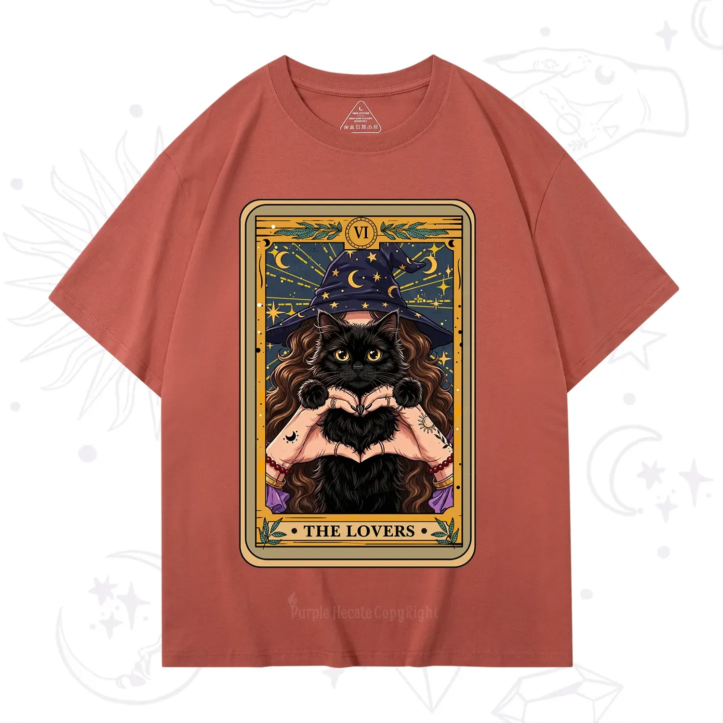 Purplehecate The Lover Tarot Witch Cat T-Shirt