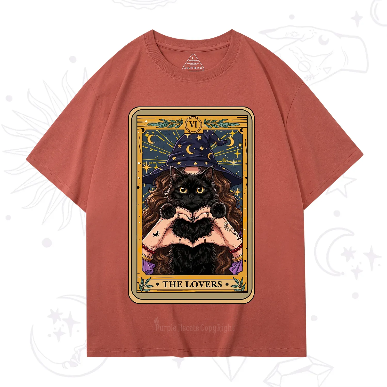 Purplehecate The Lover Tarot Witch Cat T-Shirt