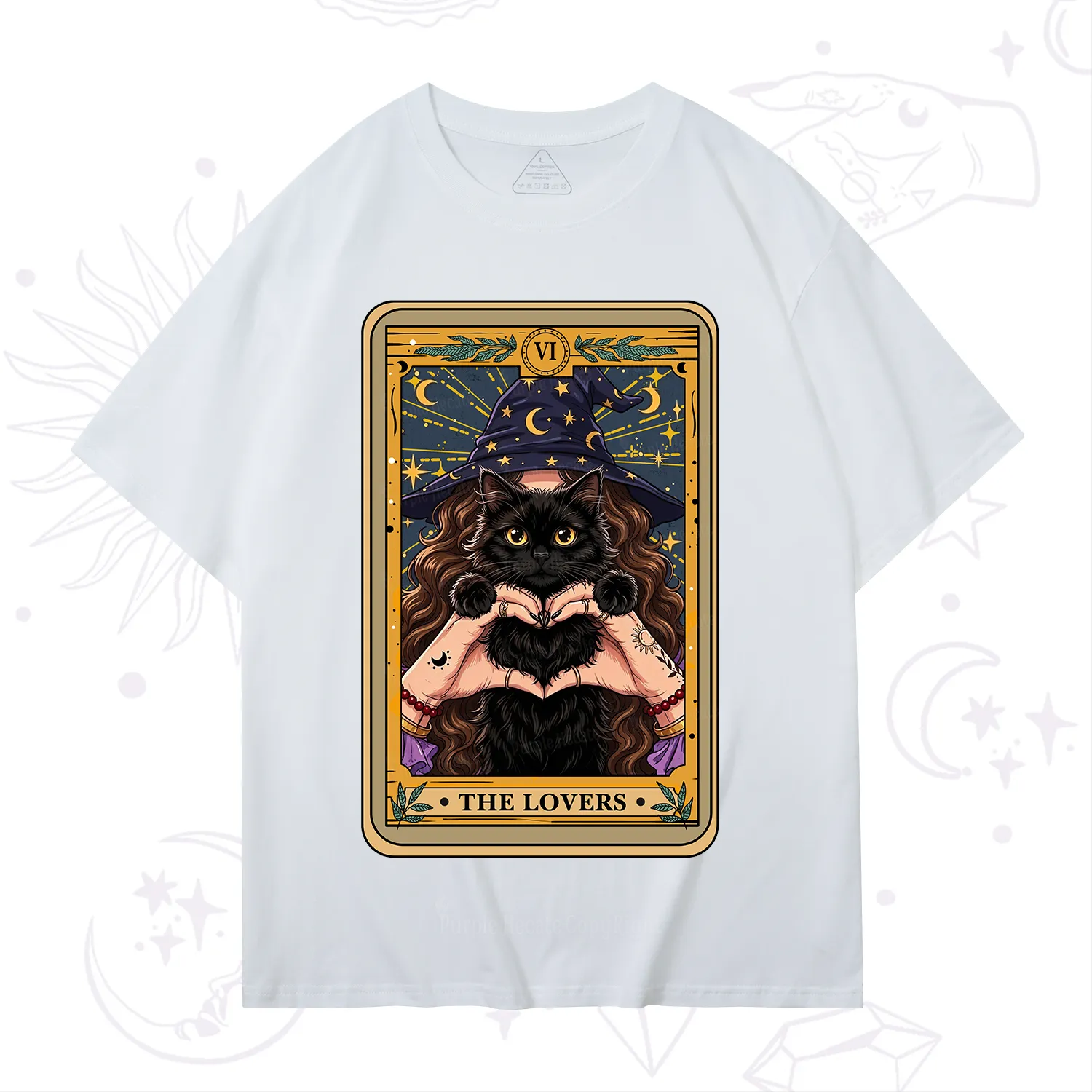 Purplehecate The Lover Tarot Witch Cat T-Shirt