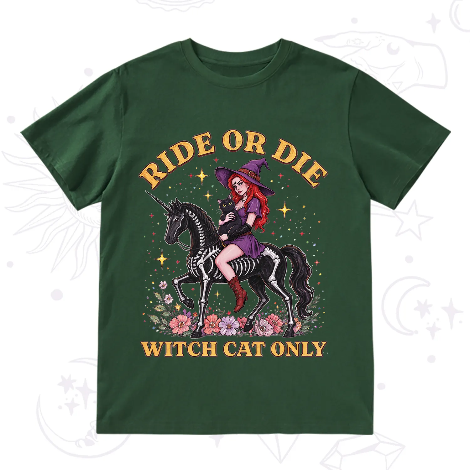 Purplehecate Ride Or Die Witch Cat Only T-Shirt