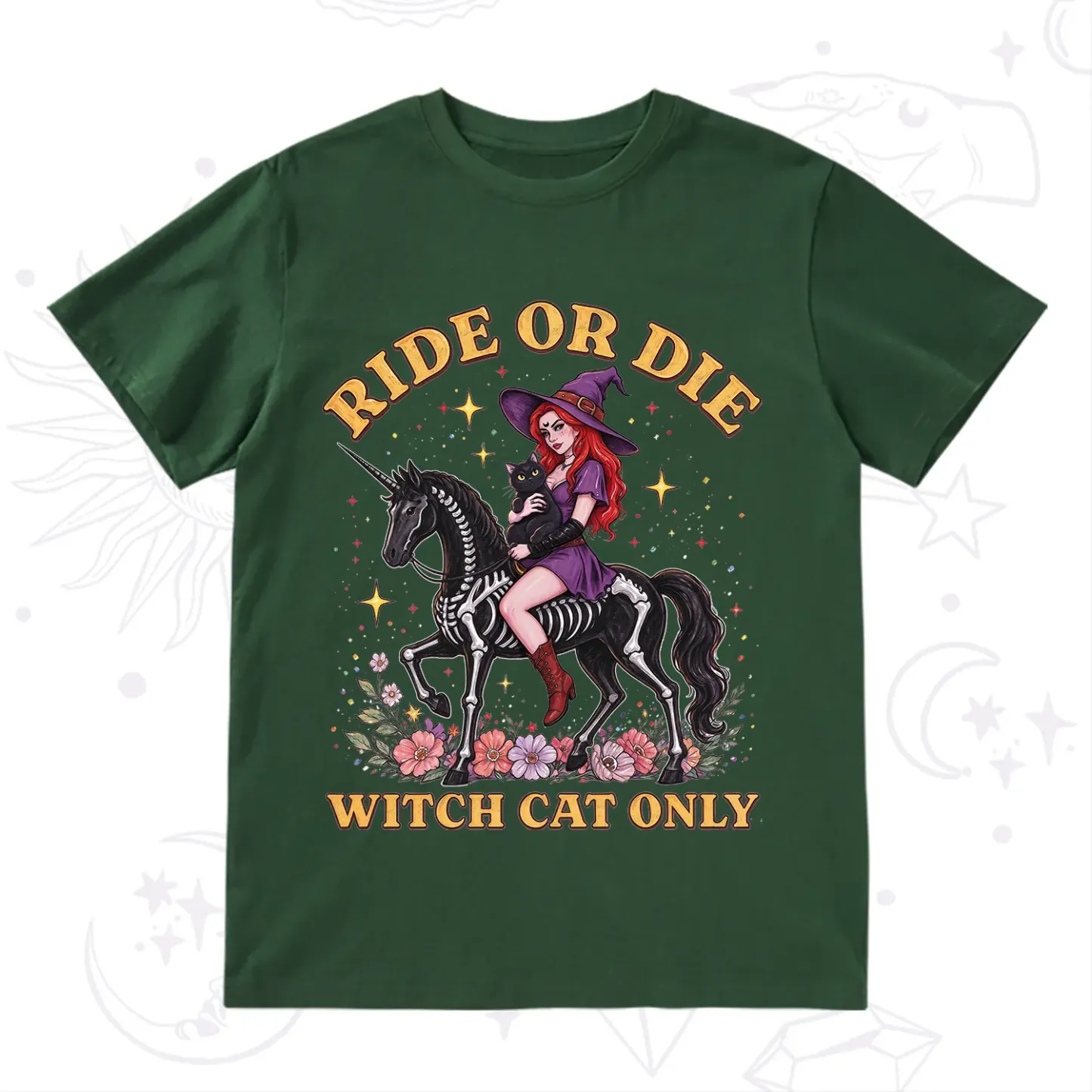 Purplehecate Ride Or Die Witch Cat Only T-Shirt