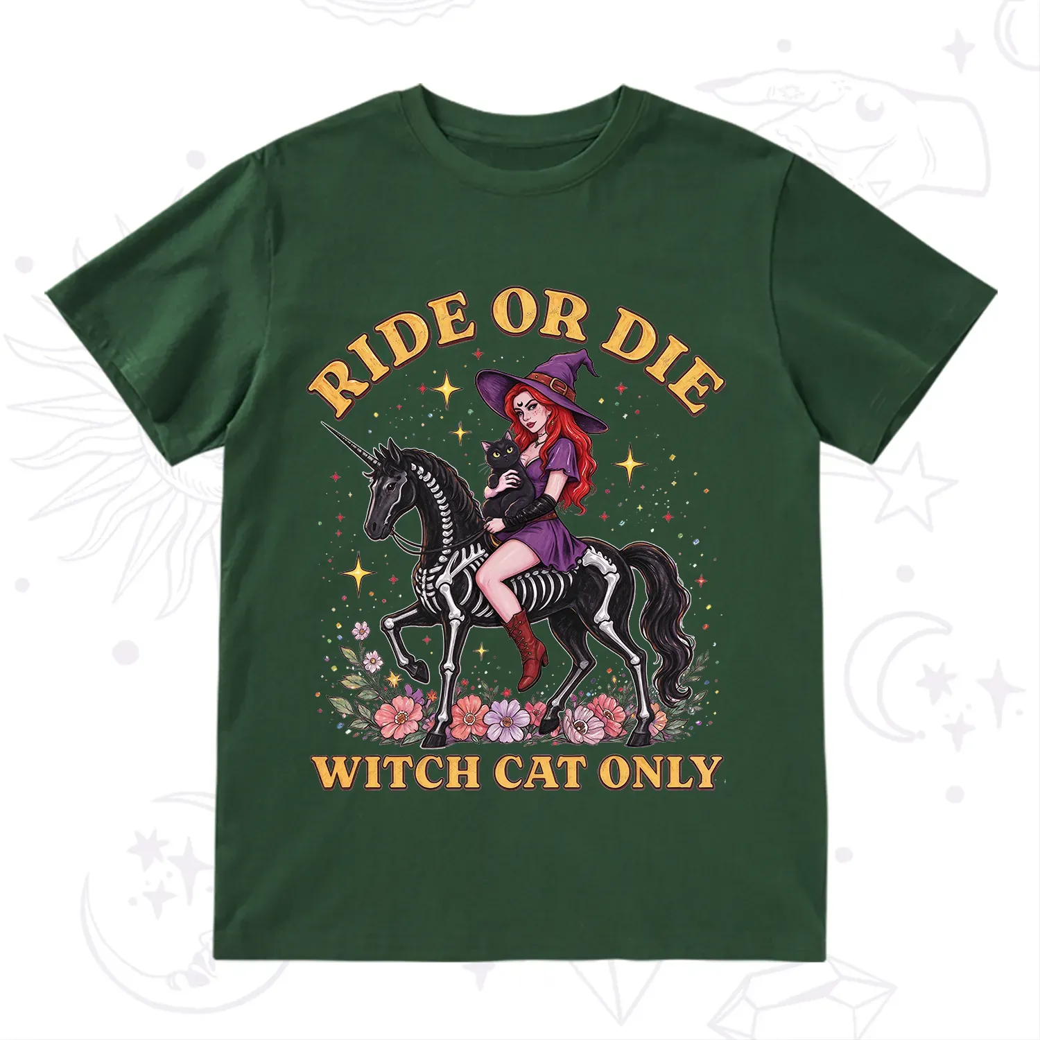 Purplehecate Ride Or Die Witch Cat Only T-Shirt