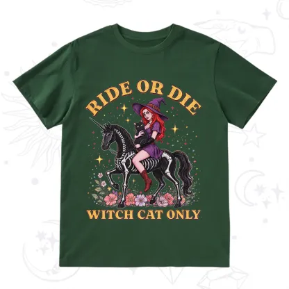 Purplehecate Ride Or Die Witch Cat Only T-Shirt