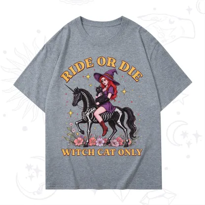Purplehecate Ride Or Die Witch Cat Only T-Shirt