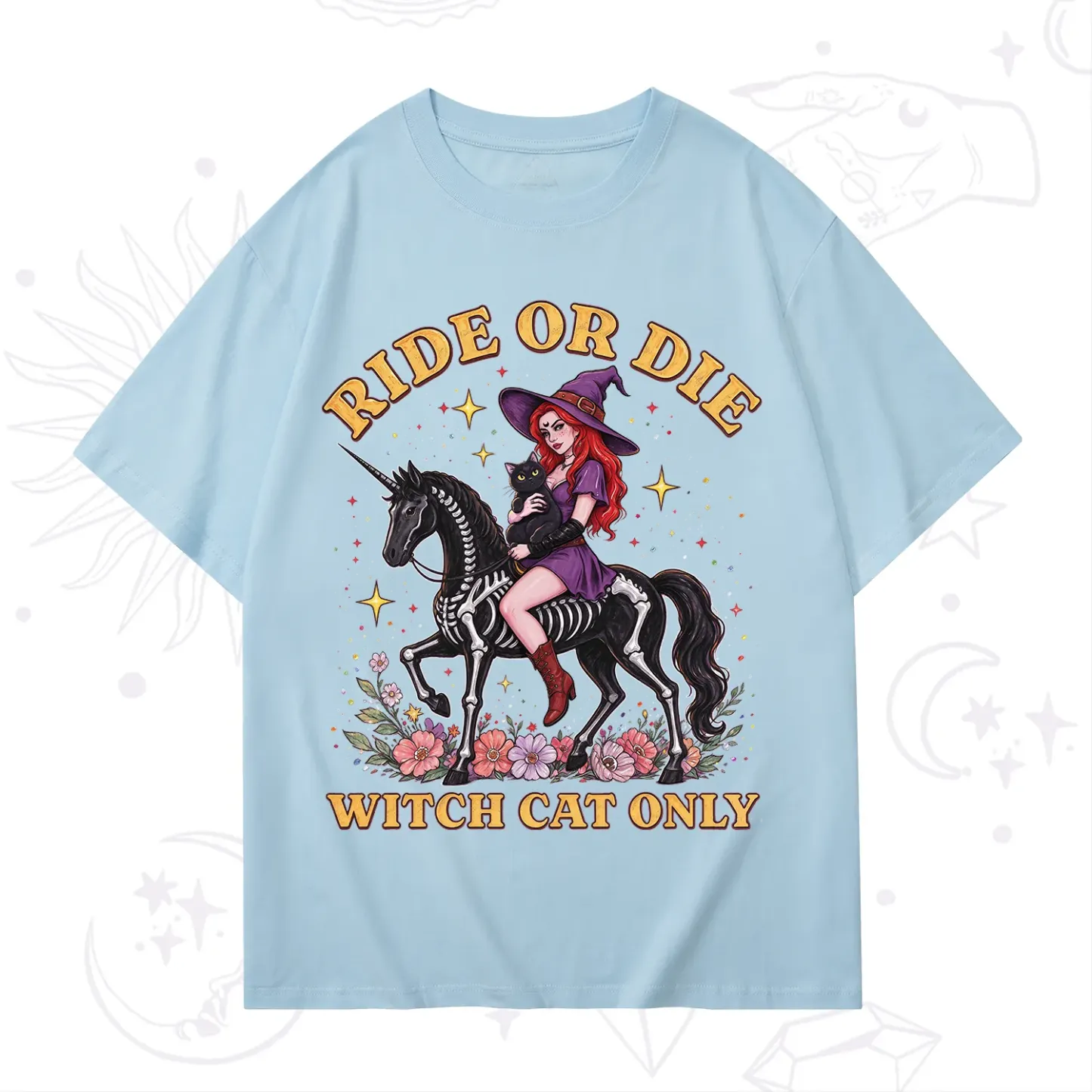 Purplehecate Ride Or Die Witch Cat Only T-Shirt