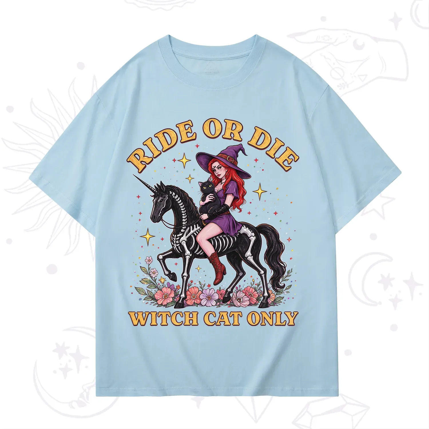 Purplehecate Ride Or Die Witch Cat Only T-Shirt