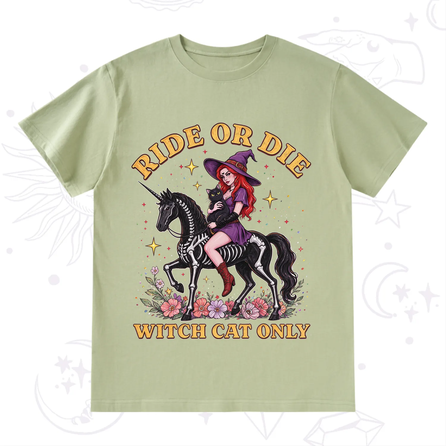 Purplehecate Ride Or Die Witch Cat Only T-Shirt