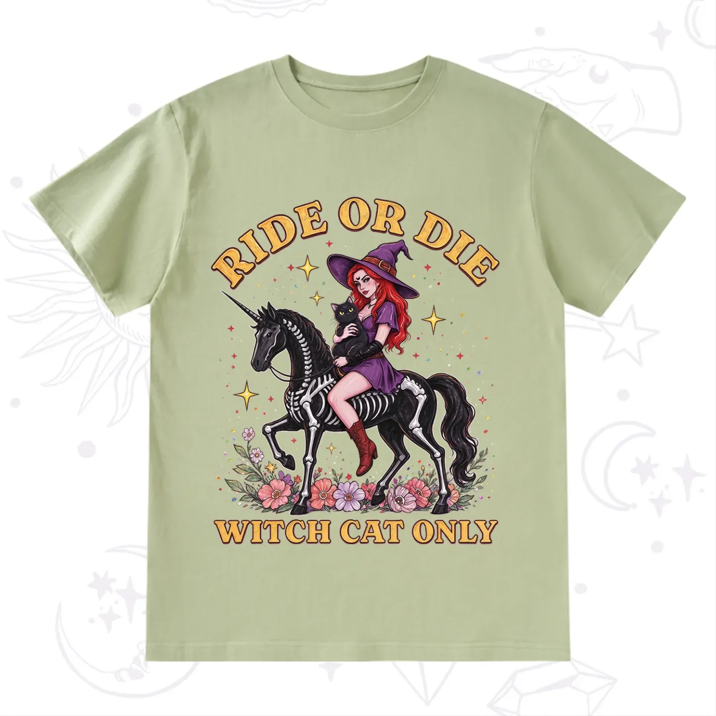 Purplehecate Ride Or Die Witch Cat Only T-Shirt
