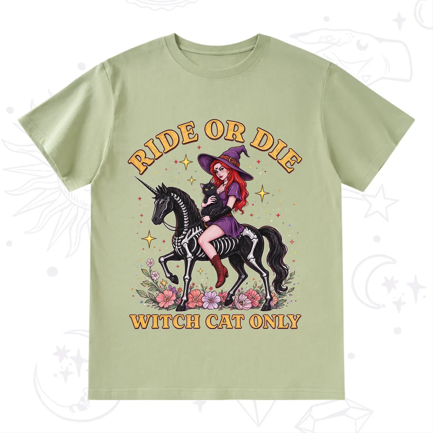 Purplehecate Ride Or Die Witch Cat Only T-Shirt