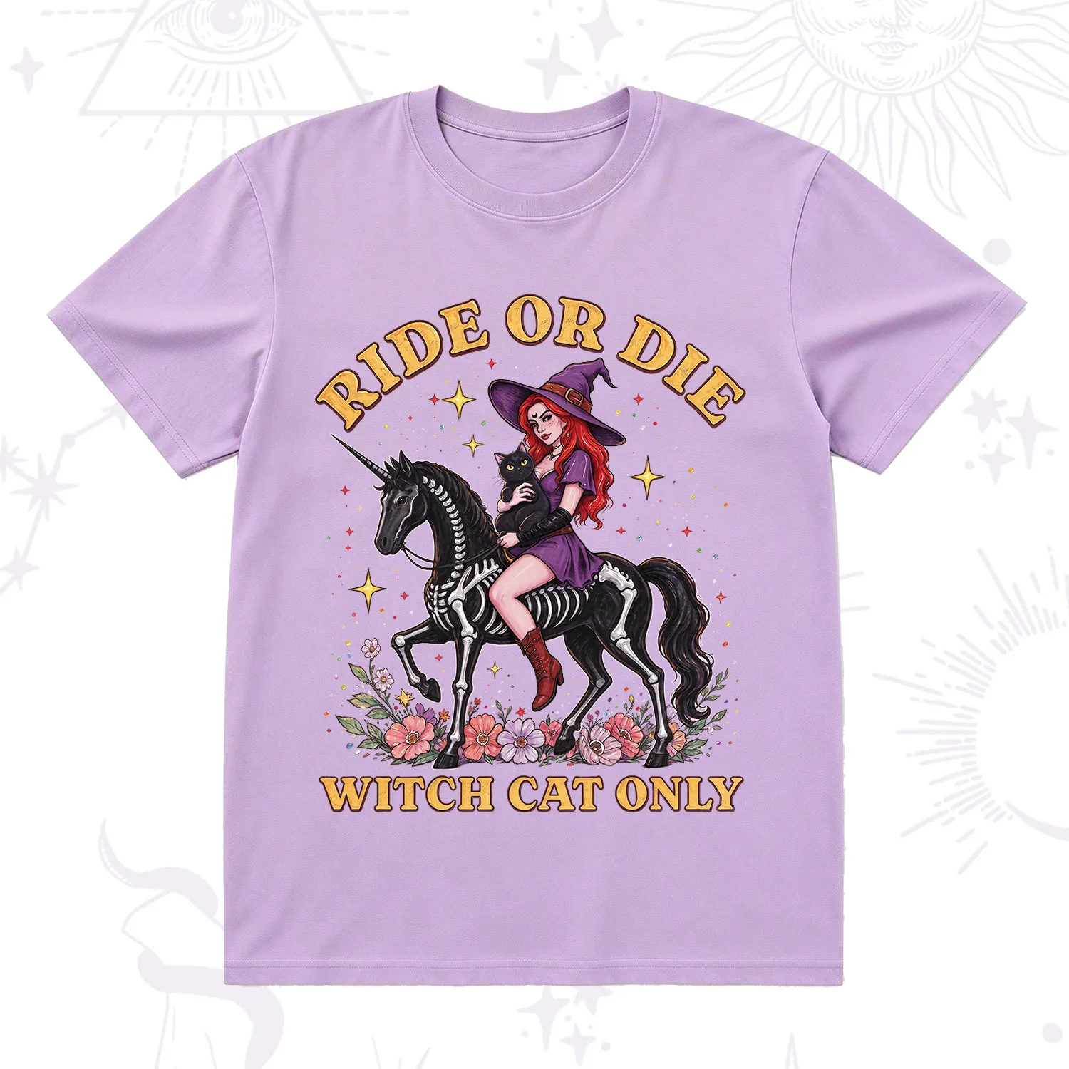 Purplehecate Ride Or Die Witch Cat Only T-Shirt