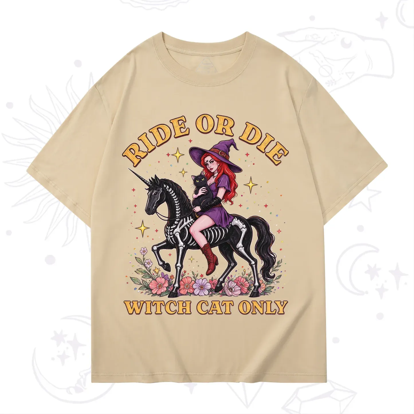 Purplehecate Ride Or Die Witch Cat Only T-Shirt