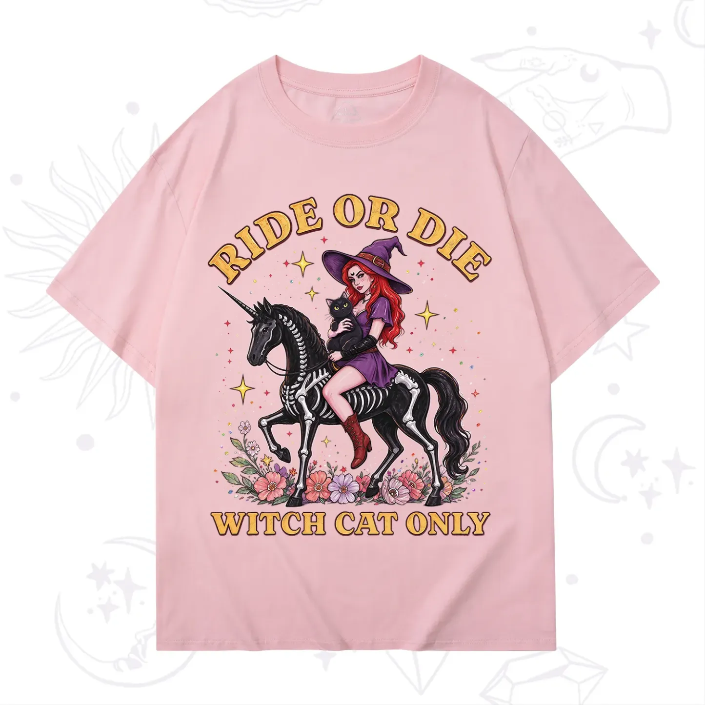 Purplehecate Ride Or Die Witch Cat Only T-Shirt