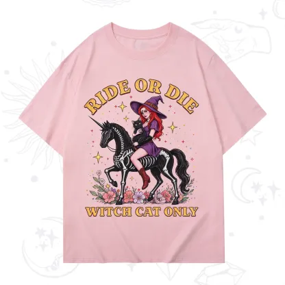 Purplehecate Ride Or Die Witch Cat Only T-Shirt