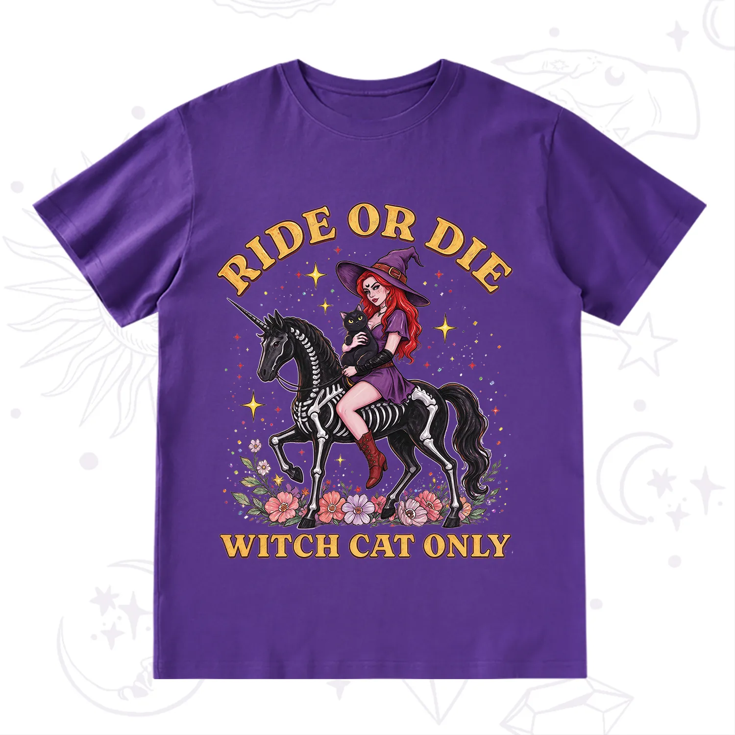 Purplehecate Ride Or Die Witch Cat Only T-Shirt