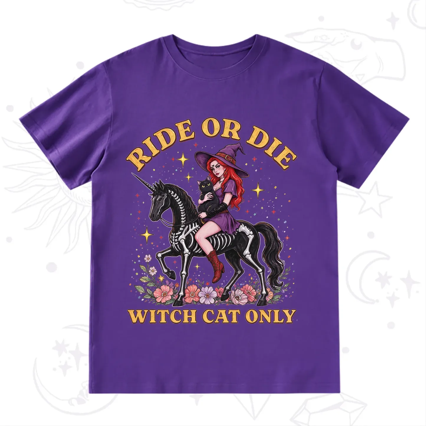 Purplehecate Ride Or Die Witch Cat Only T-Shirt