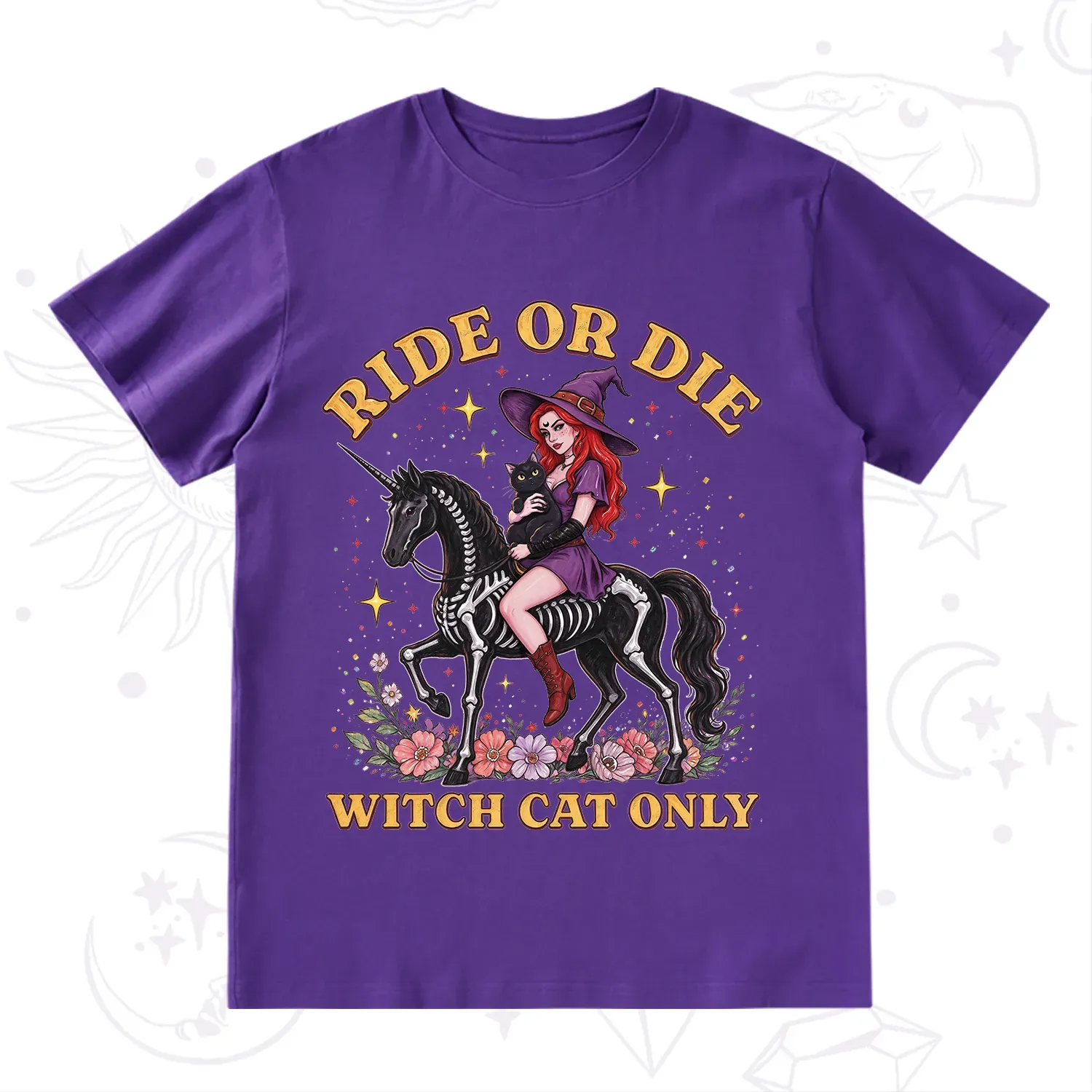 Purplehecate Ride Or Die Witch Cat Only T-Shirt