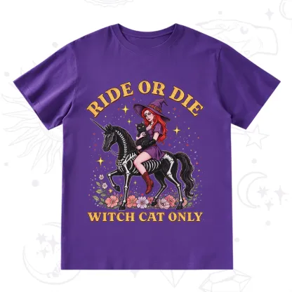 Purplehecate Ride Or Die Witch Cat Only T-Shirt