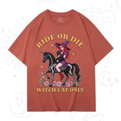 Purplehecate Ride Or Die Witch Cat Only T-Shirt