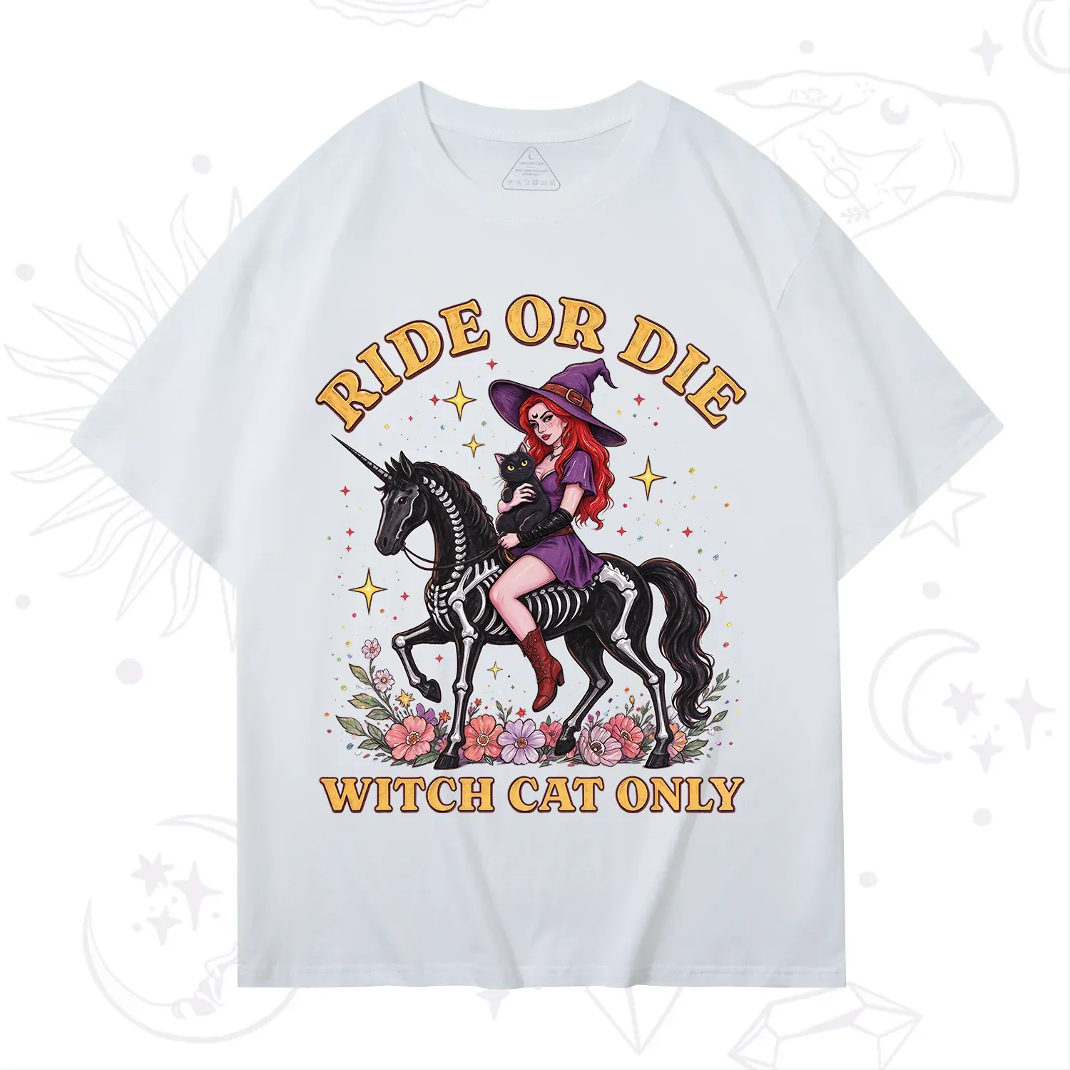Purplehecate Ride Or Die Witch Cat Only T-Shirt