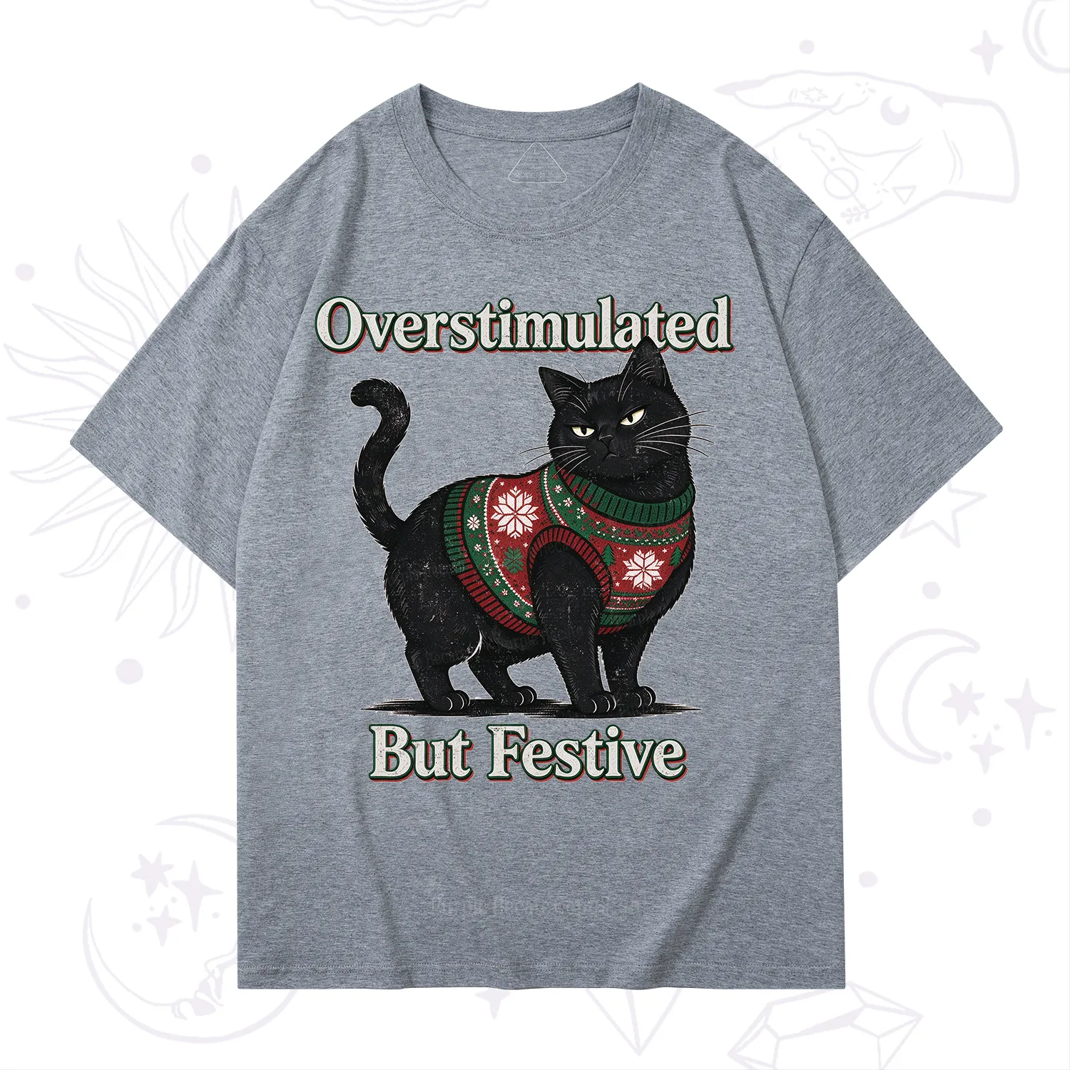 Purplehecate Overstimulated But Festive Christmas T-Shirt