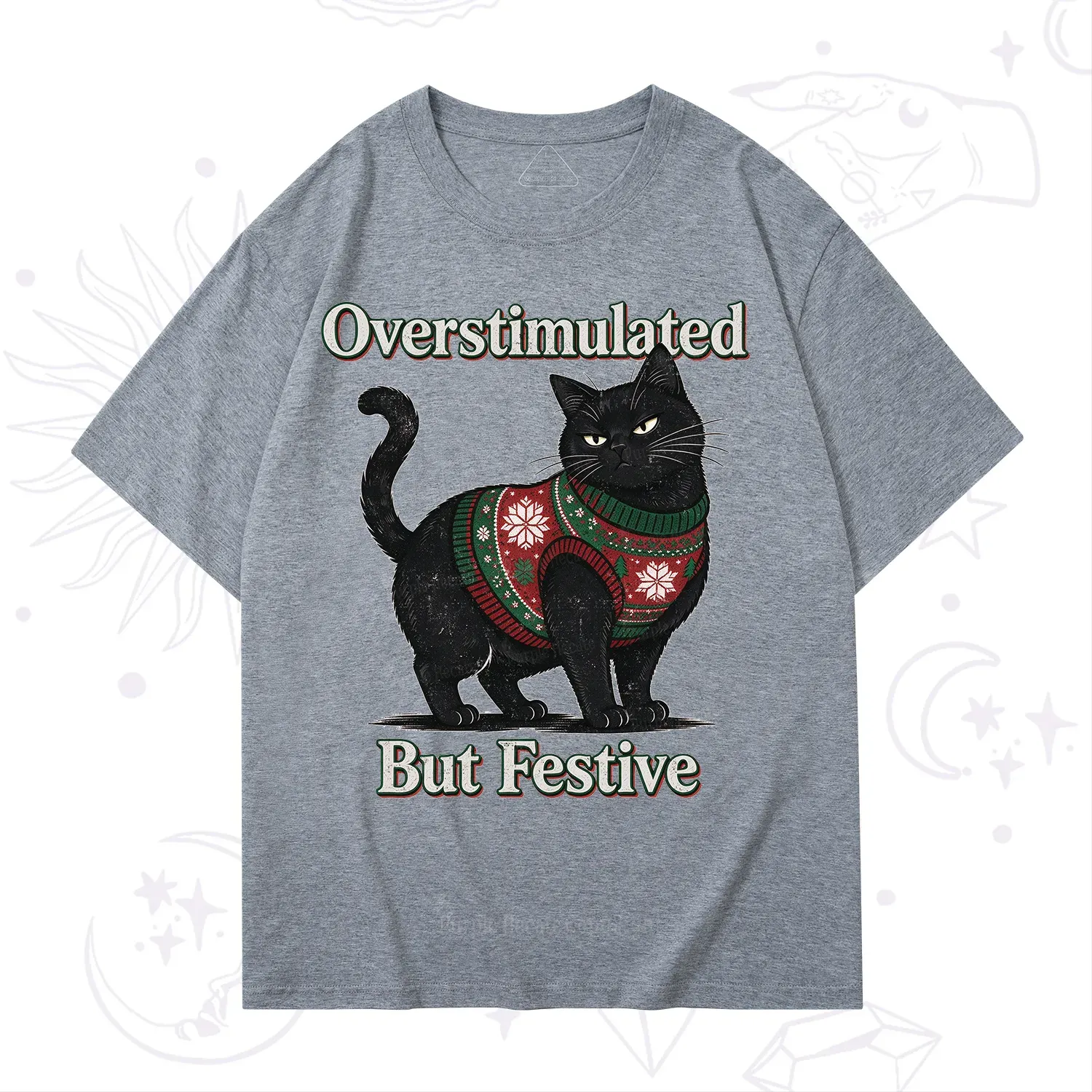 Purplehecate Overstimulated But Festive Christmas T-Shirt