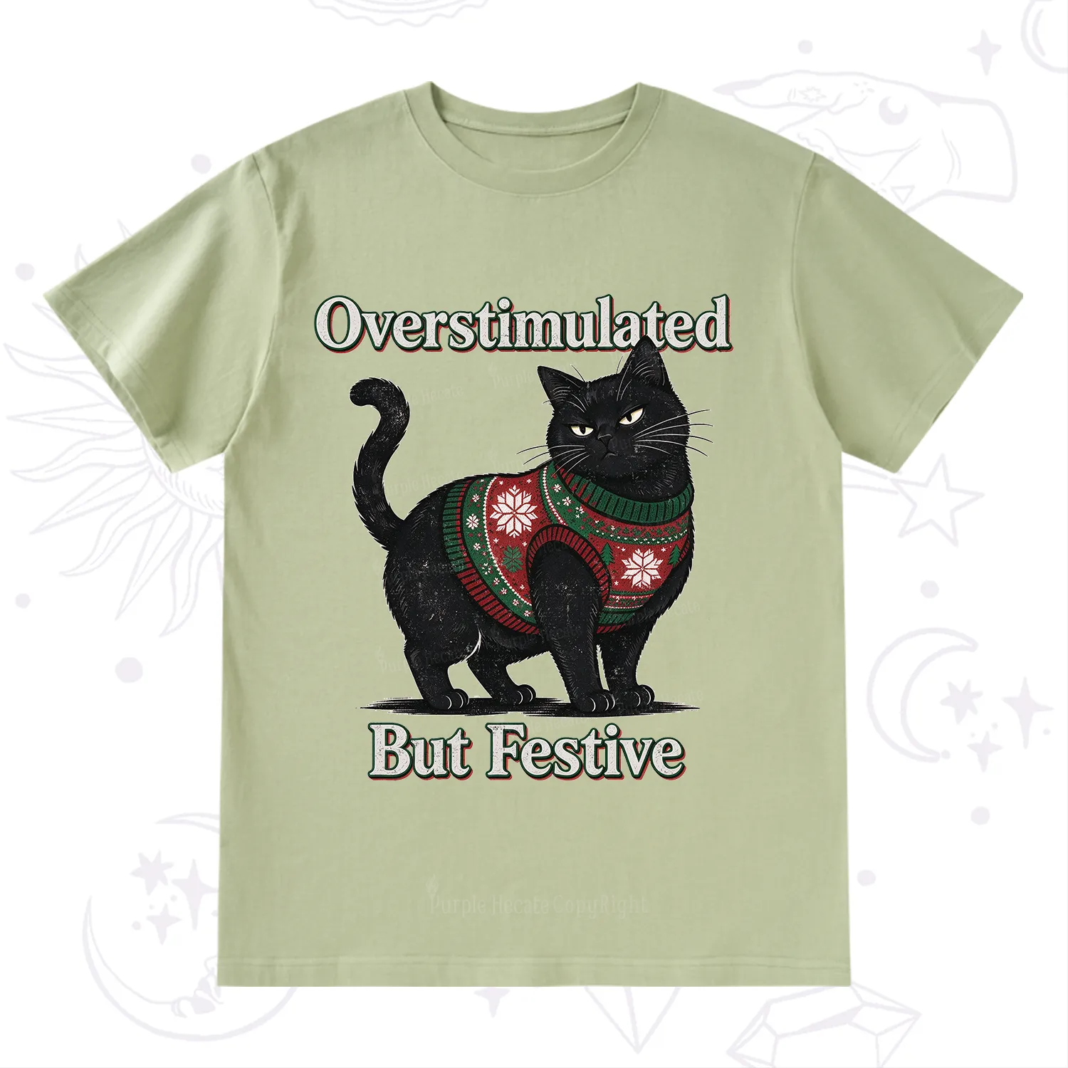 Purplehecate Overstimulated But Festive Christmas T-Shirt