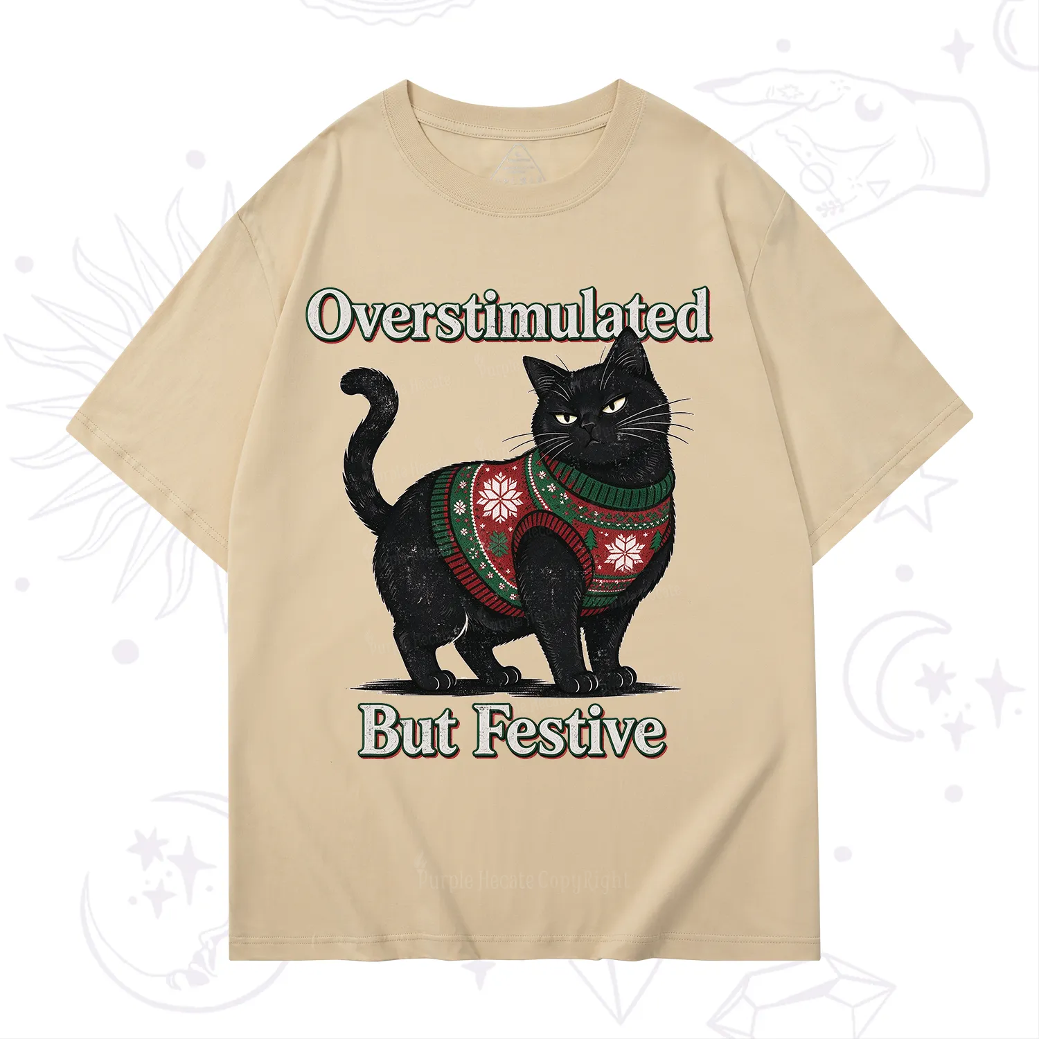 Purplehecate Overstimulated But Festive Christmas T-Shirt
