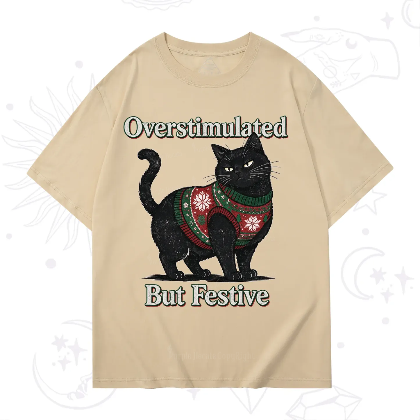 Purplehecate Overstimulated But Festive Christmas T-Shirt