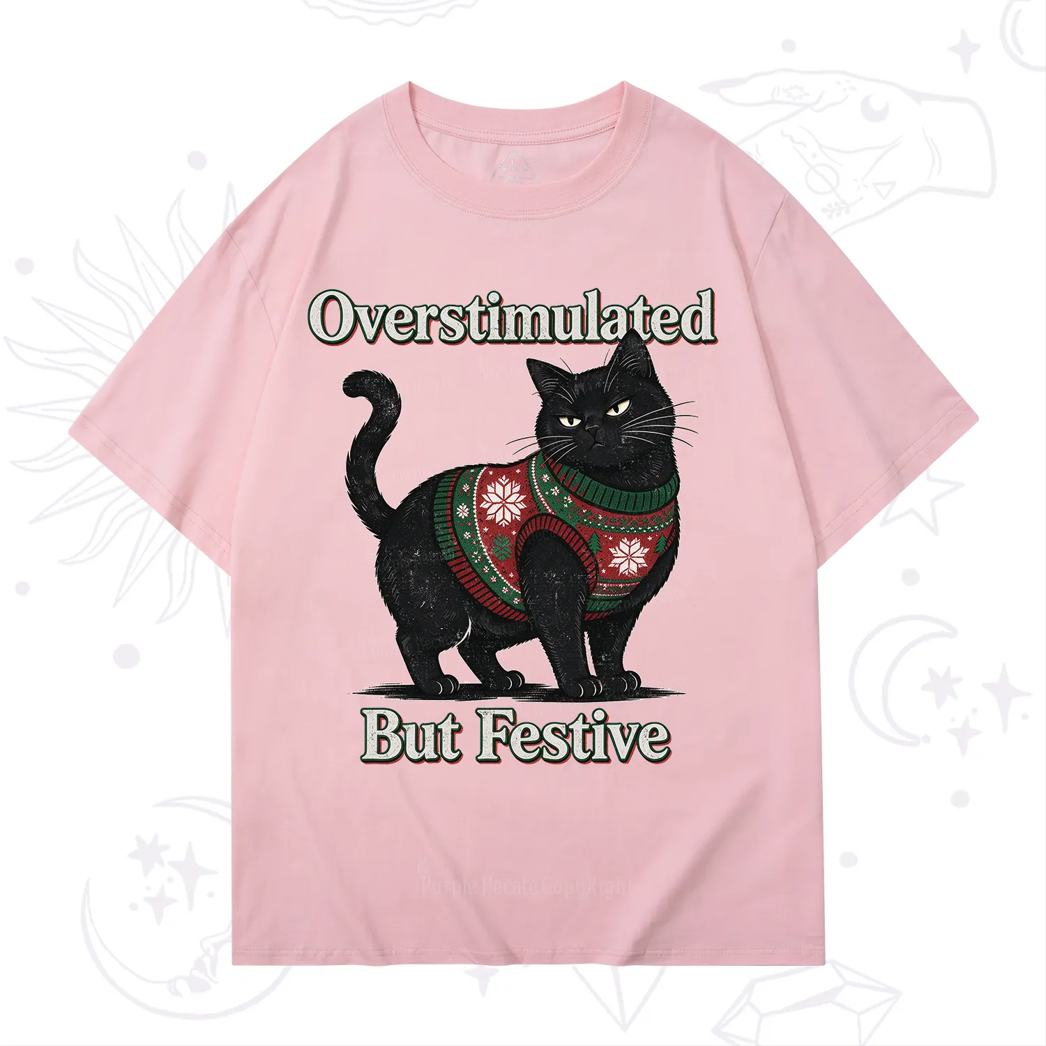 Purplehecate Overstimulated But Festive Christmas T-Shirt