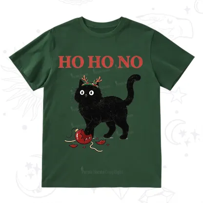 PurplehecateBlack Cat Antlers Christmas T-Shirt