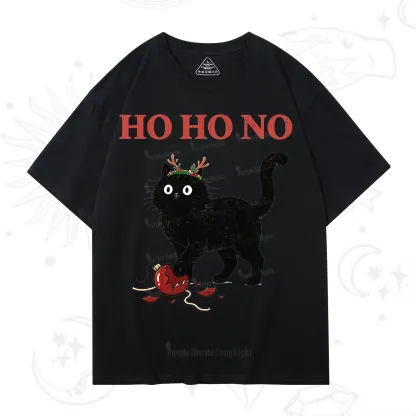 PurplehecateBlack Cat Antlers Christmas T-Shirt