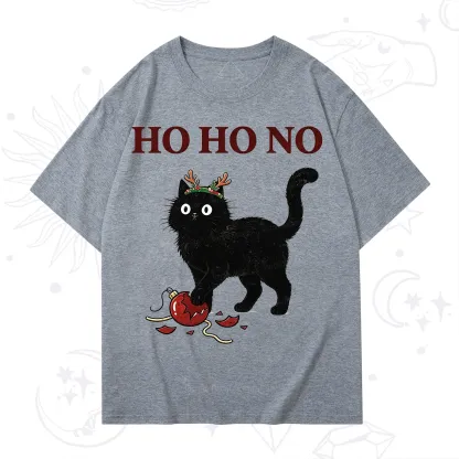 PurplehecateBlack Cat Antlers Christmas T-Shirt