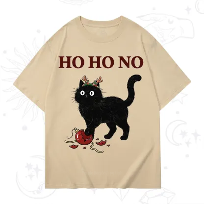PurplehecateBlack Cat Antlers Christmas T-Shirt