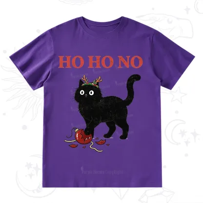 PurplehecateBlack Cat Antlers Christmas T-Shirt