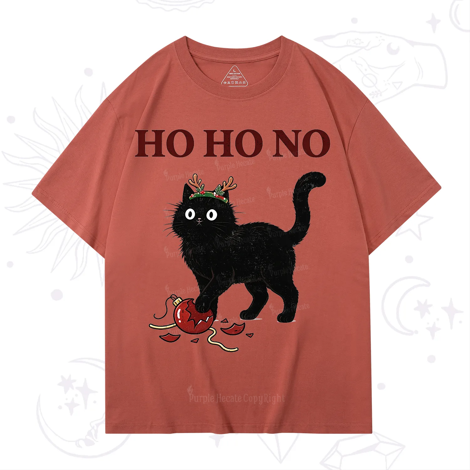 PurplehecateBlack Cat Antlers Christmas T-Shirt