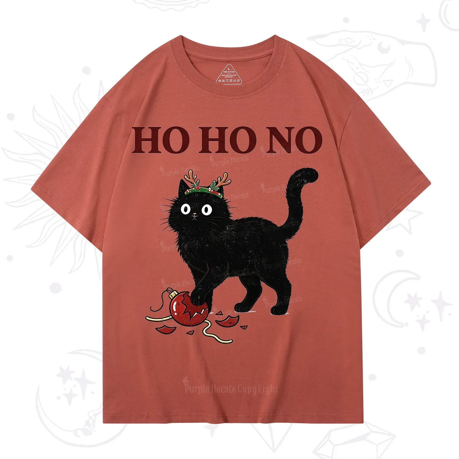 PurplehecateBlack Cat Antlers Christmas T-Shirt