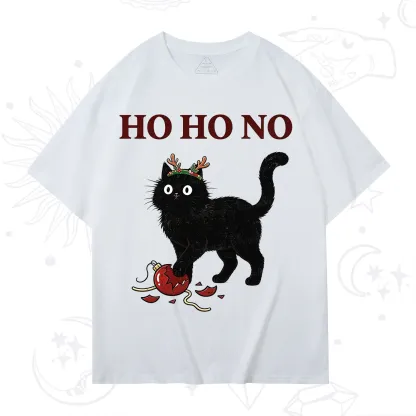 PurplehecateBlack Cat Antlers Christmas T-Shirt