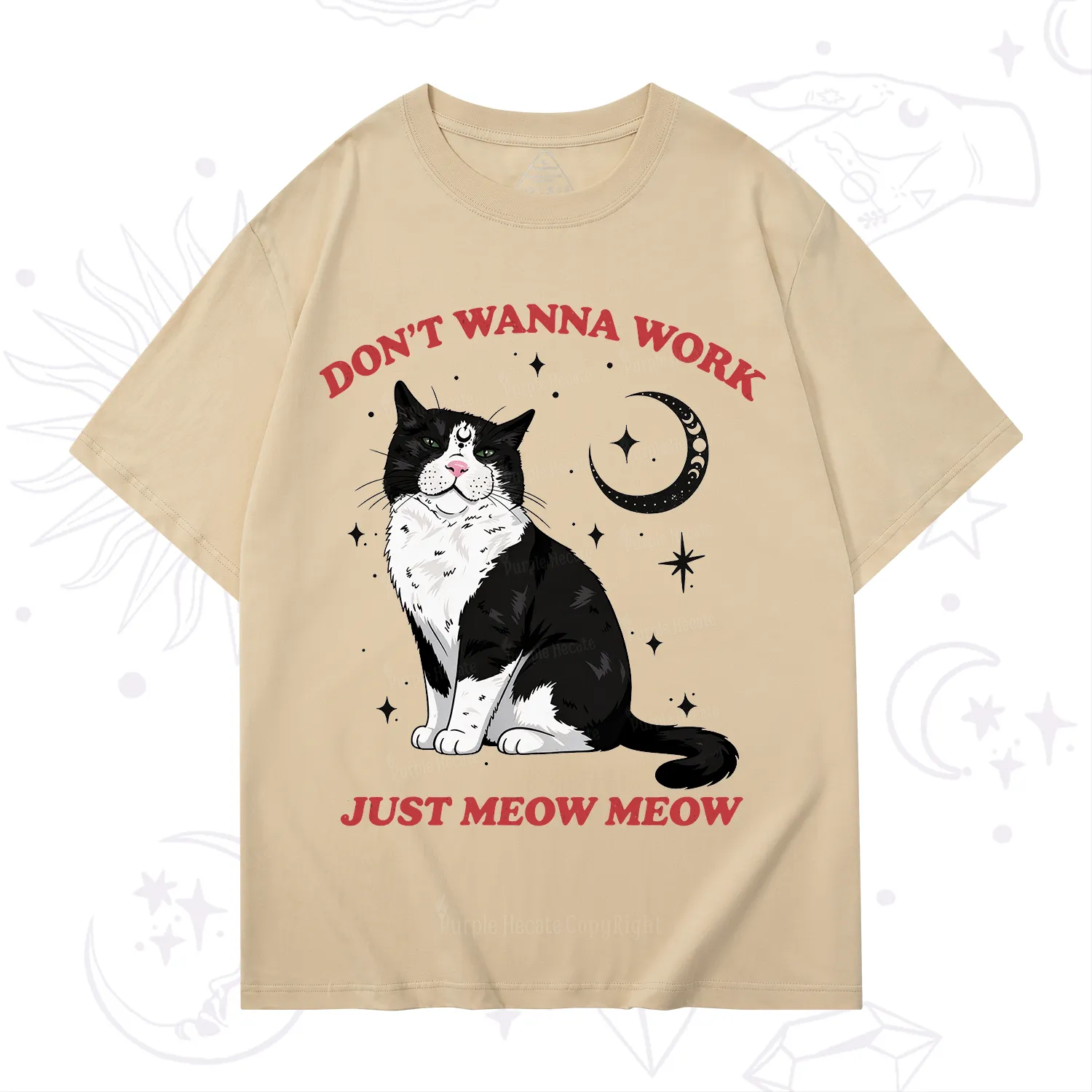 Purplehecate Don't Wanna Work Just Meow Meow T-Shirt