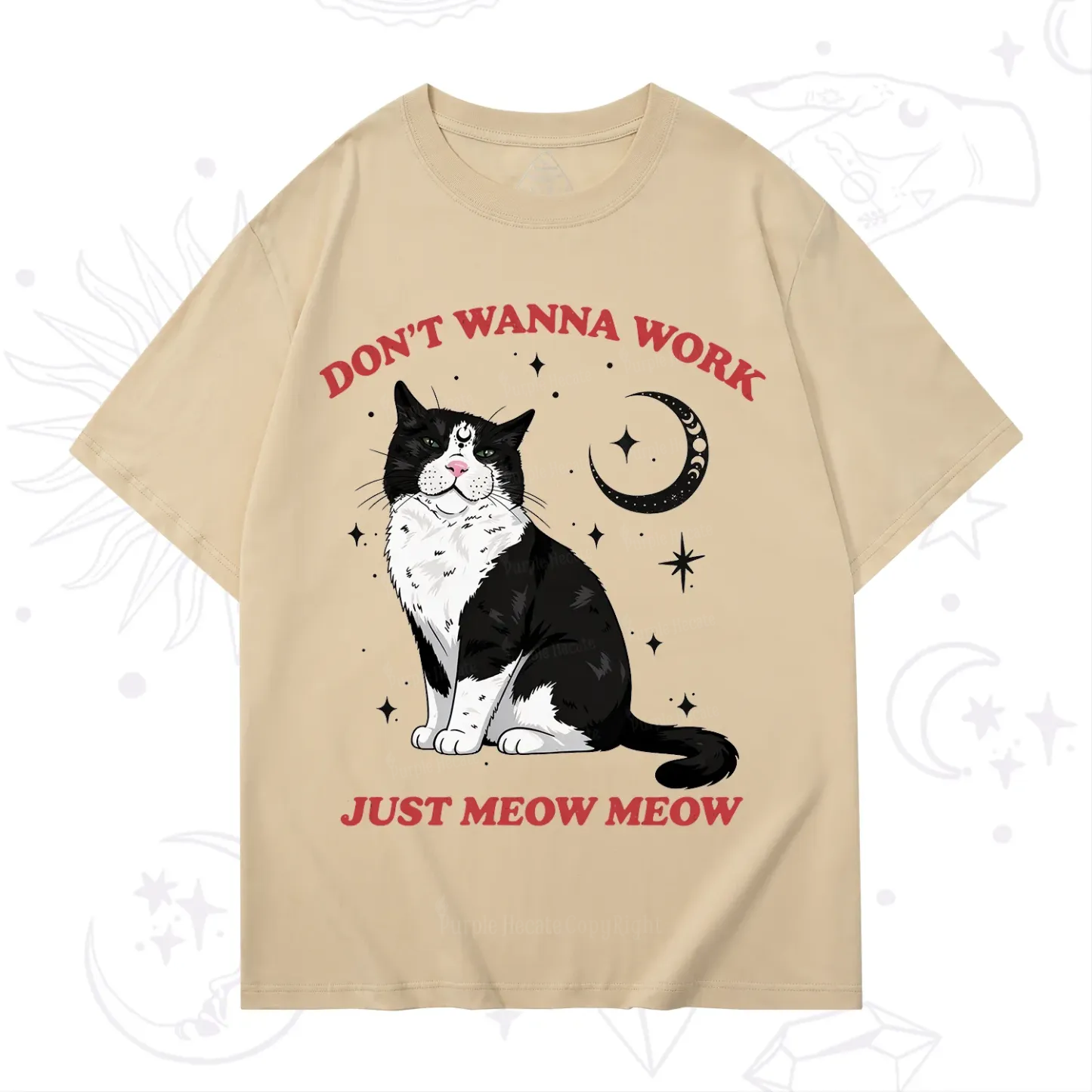 Purplehecate Don't Wanna Work Just Meow Meow T-Shirt
