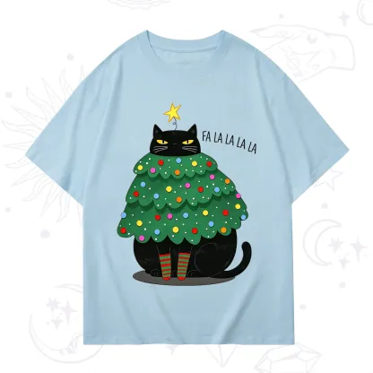 Purplehecate Chonky Black Cat Christmas Tree T-Shirt