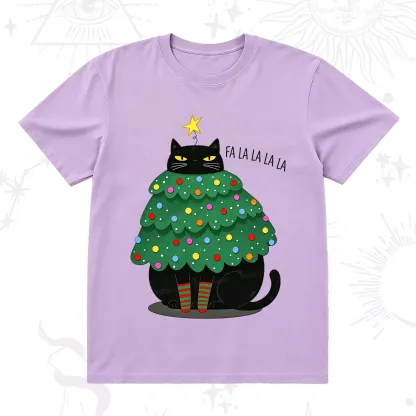 Purplehecate Chonky Black Cat Christmas Tree T-Shirt