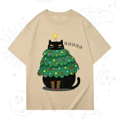 Purplehecate Chonky Black Cat Christmas Tree T-Shirt
