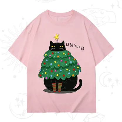 Purplehecate Chonky Black Cat Christmas Tree T-Shirt