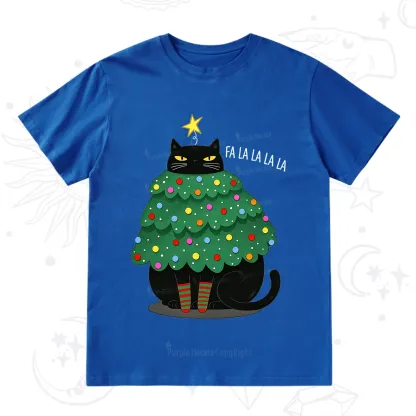 Purplehecate Chonky Black Cat Christmas Tree T-Shirt