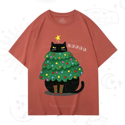 Purplehecate Chonky Black Cat Christmas Tree T-Shirt