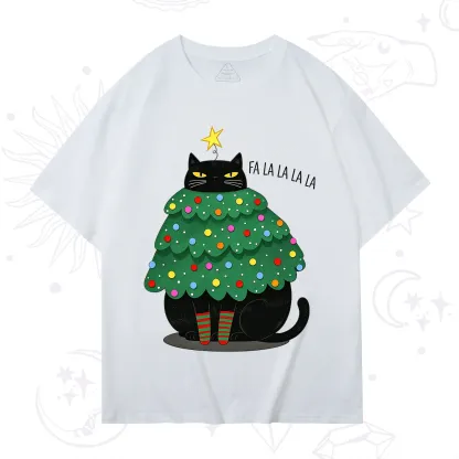 Purplehecate Chonky Black Cat Christmas Tree T-Shirt