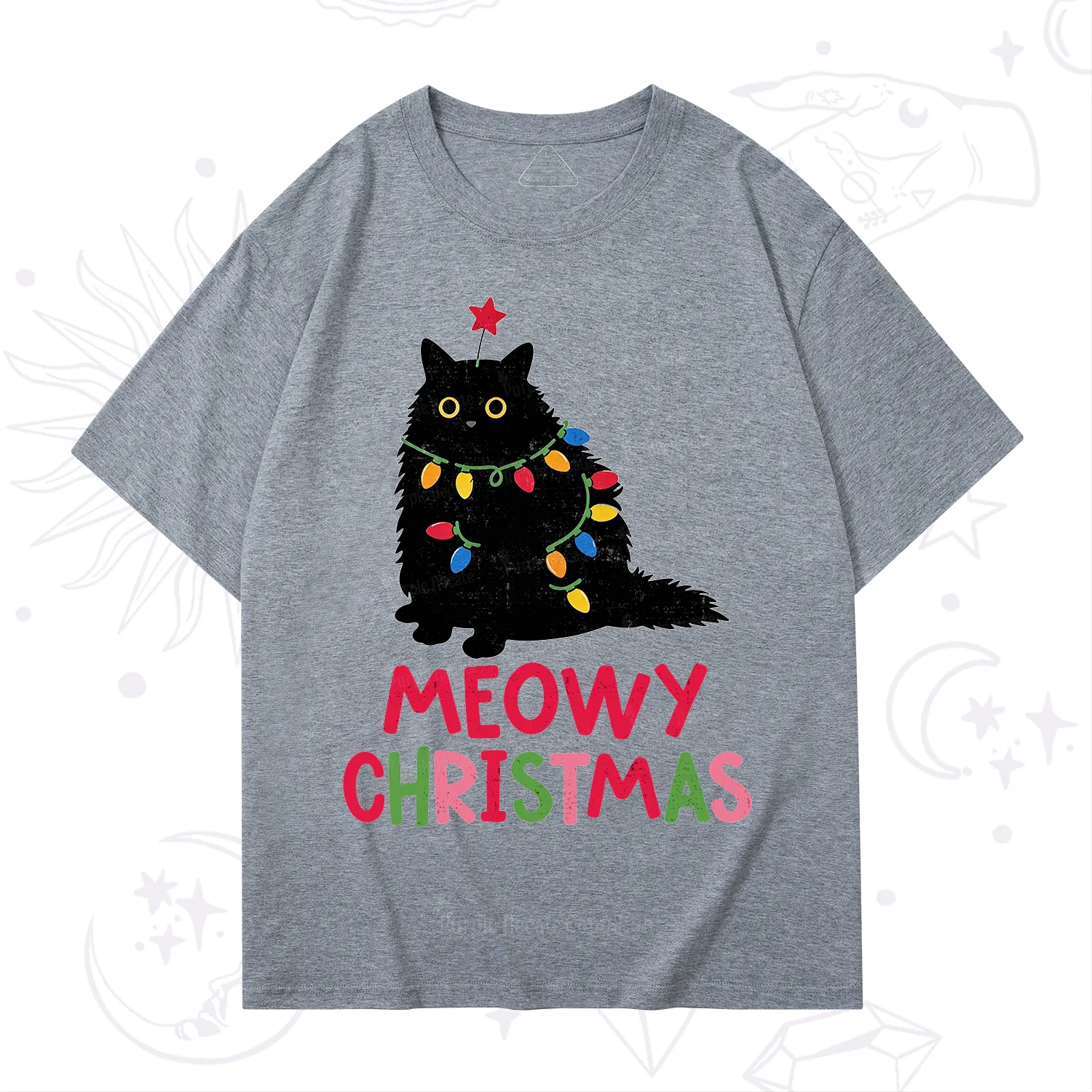 Purplehecate Meowy Christmas Black Cat T-Shirt