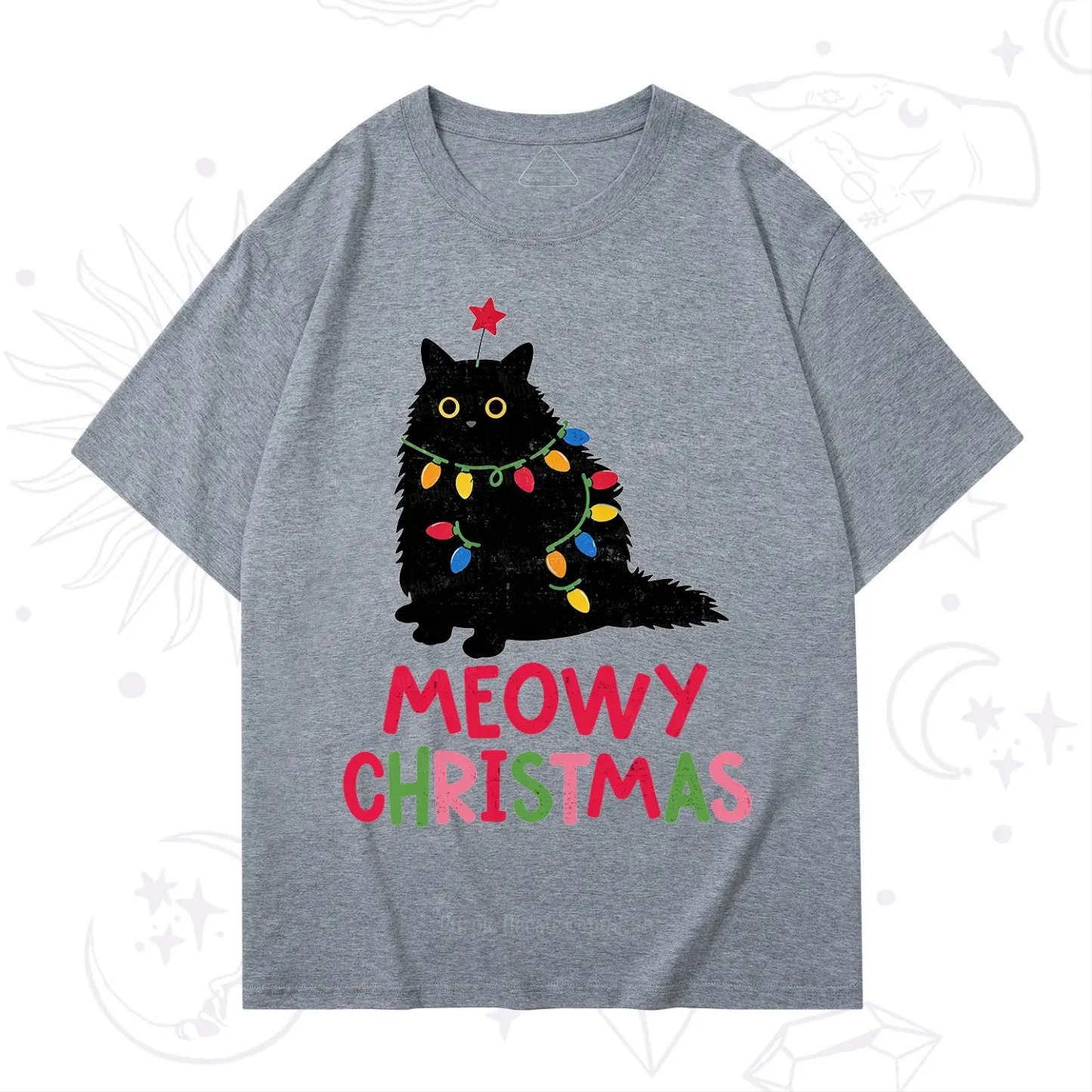 Purplehecate Meowy Christmas Black Cat T-Shirt