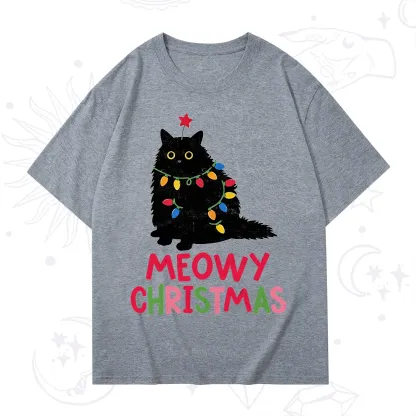 Purplehecate Meowy Christmas Black Cat T-Shirt