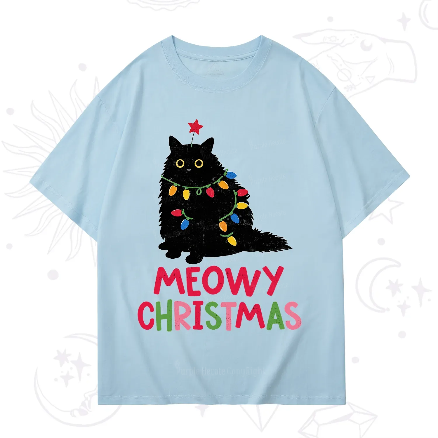 Purplehecate Meowy Christmas Black Cat T-Shirt